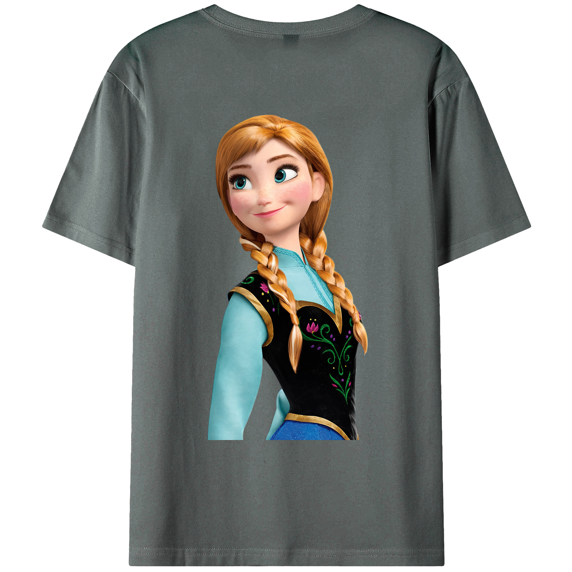 （画像用） アナと雪の女王 アンナ エルサ Frozen Anna Elsa 綿100％ メンズ半袖Tシャツ（バックプリント） 通気性